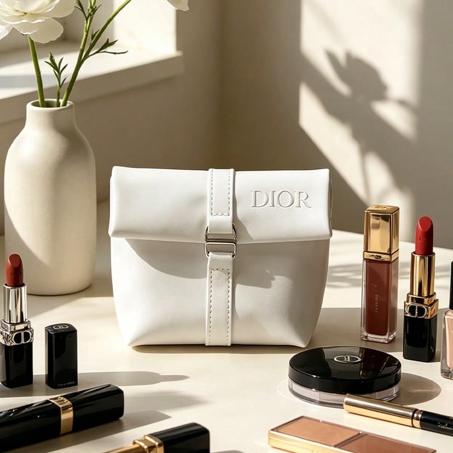 Luxury Skincare Samples - Bolsa de cosméticos blanca de Dior,