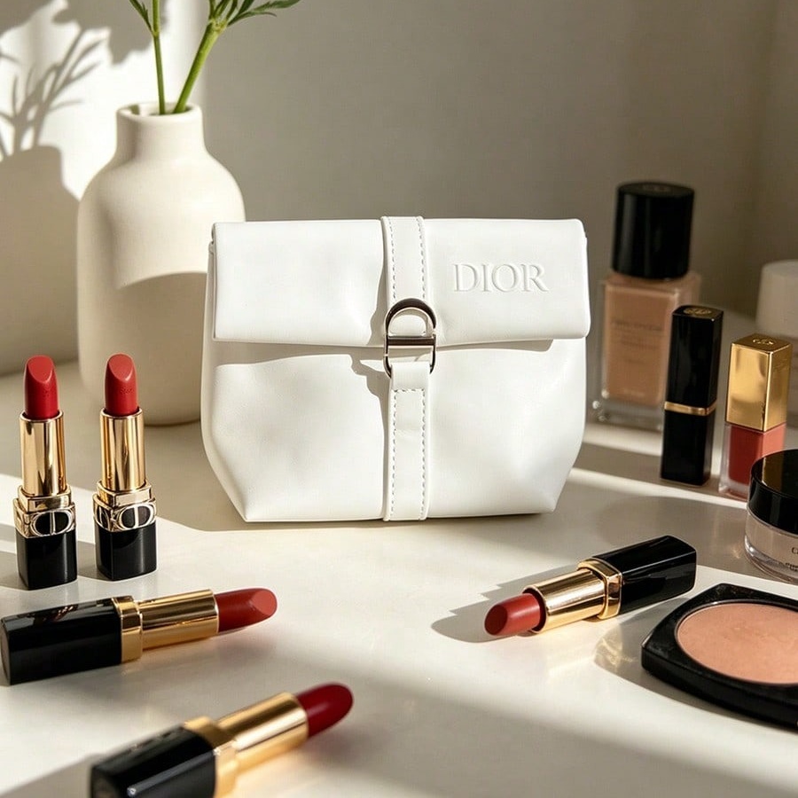 Bolsa de cosméticos blanca de  - Luxury Skincare Samples reseña y precio
